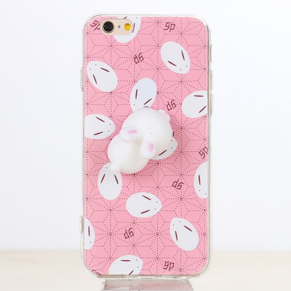 Wholesale iPhone 7 3D Poke Squishy Plush Silicone Soft Case (Bunny)